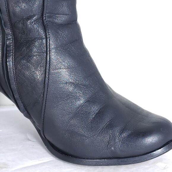 M Grigiarancio Women's US7-7,5 EU38 Black Leather Zip Heeled Ankle Boots Booties - Picture 14 of 15